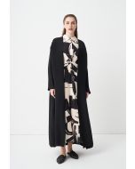Solid Long Sleeves Belted Abaya