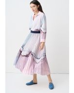 Printed Pleated Maxi Skirt