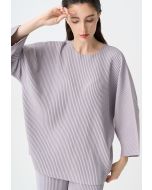 Solid Pleated Long Sleeves Blouse