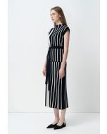 Striped Knitted Straight Skirt