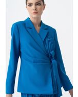Solid Pleated Long Sleeves Blazer