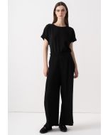 Pleated Wide Legs Solid Trouser