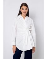 Solid Side Tie Long Sleeve Shirt