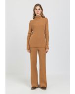 Knitted Ribbed High Waist Trouser