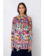 Belted Printed Long Sleeve Shirt