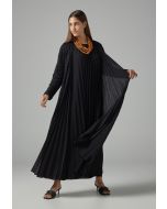 Long Sleeve Pleated Basic Abaya