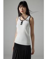 Contrast knitted Sleeveless Top