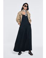 Solid Pleated Culottes Trousers