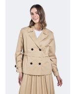 Elastic Waist Double Breasted Trench Coat