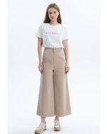 Solid Wide Leg Trouser With Button Waistband