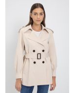 Double Breasted Notched Collar Solid Jacket