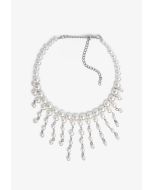 faux Pearls Fringes Necklace