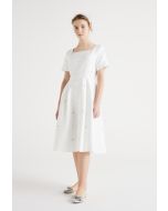 فستان مزين بالخرز الشفاف والكرستال