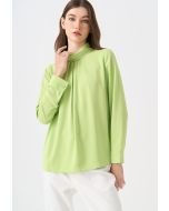 Front Pleated Folded Neck Blouse