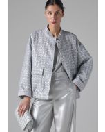 Tweed Sequin Jacket With Front Pockets