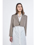 Notched Collar Cropped Blazer