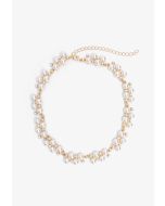 Crystal and Faux Pearls Embellished Necklace