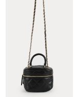PU Leather Top Handle Zipped Box Bag -Sale