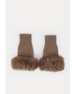 Ribbed Fingerless Fur Details Gloves -Sale