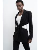 Solid Blazer with Cut-out waist -Sale