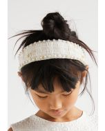 Faux Pearls Embellished Tweed Headband