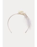 Rosebud Feather Rhinestones Bow Headband -Sale