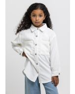 Collared Ribbed Front Pockets Shirt -Sale