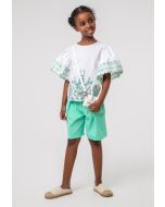 Solid Belted Wide Leg Ruffle Shorts -Sale