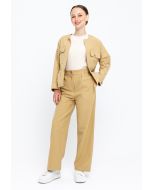 High Rise Straight Leg Cut Solid Trousers -Sale