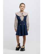 Double Buttons Denim Suspender Skirt Dress -Sale