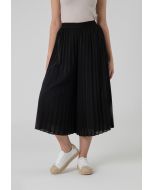 Solid Black Pleated Palazzo Trouser