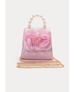 Floral Embellish Beaded Hand Bag With Sling -Sale