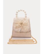 Quilted Pearl Beaded Floral Handbag With Sling -Sale