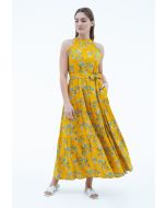 Halter Neck Classic Printed Dress -Sale