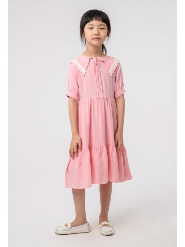 Solid Puff Lace Tier Dress Sale