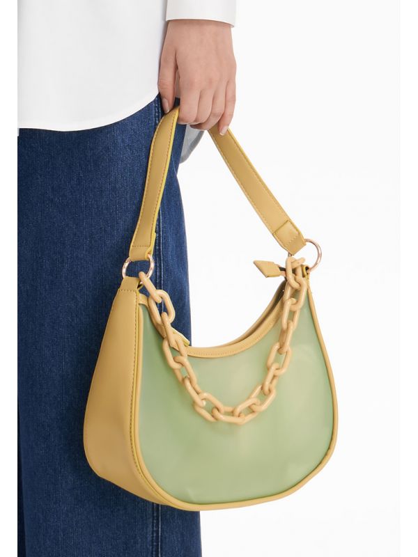 Slightly Round Edges Solid Chucky Chain Hobo Bag Sale