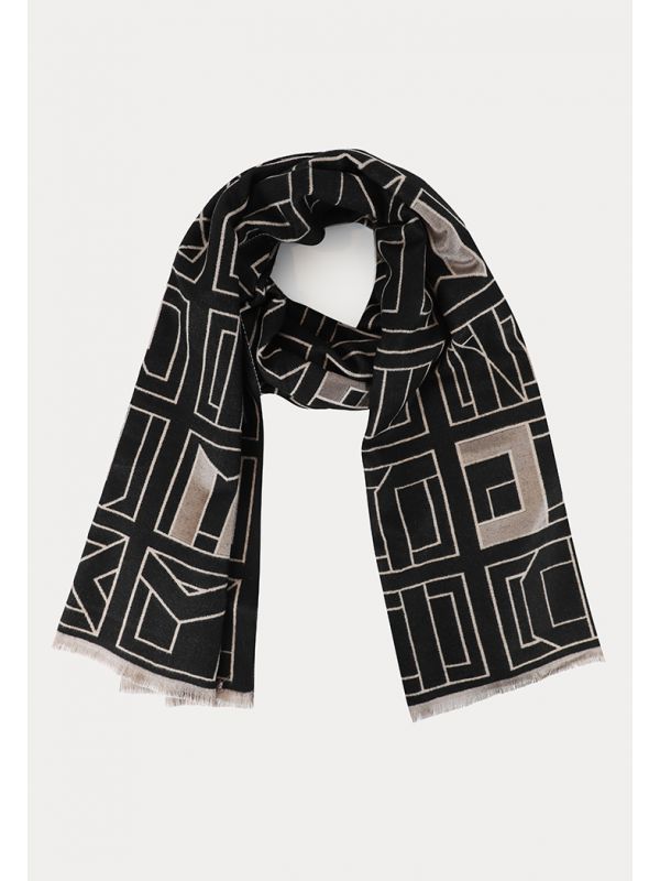 Overlapping Contrast Shapes Pattern Pashmina Shawl Sale