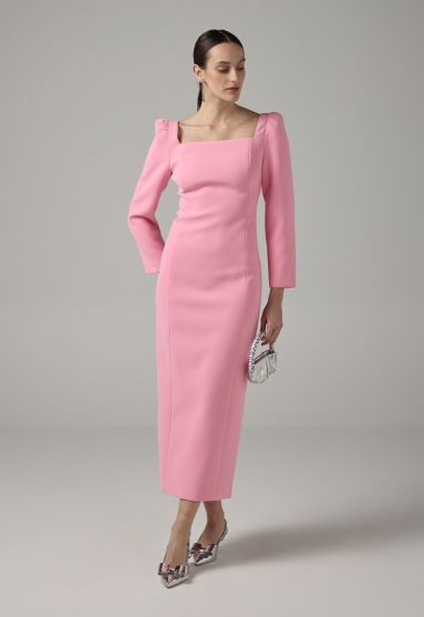 Puff Sleeves Midi Dress 
