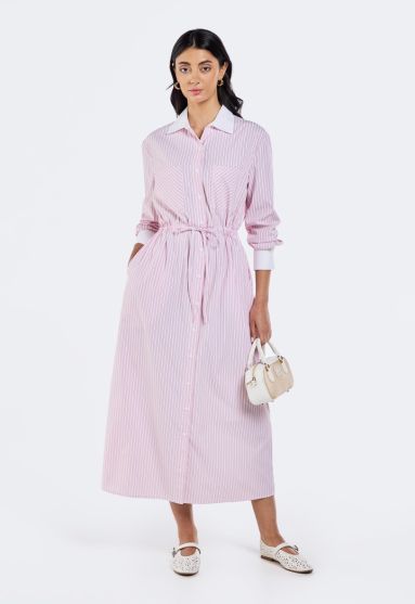 Contrast Striped Drawstring Dress
