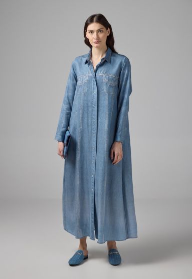 Solid Maxi Shirt Dress