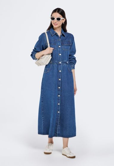 Multi Pocket Denim Dress