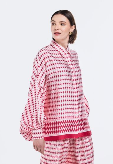 Multicolor Print Dolman Sleeves Shirt