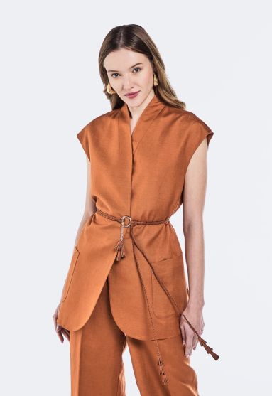 Sleeveless Belted Kimono