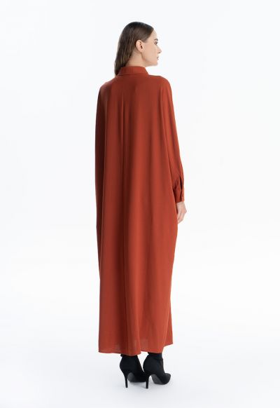Self Fabric Button Oversized Batwing Maxi Dress Sale