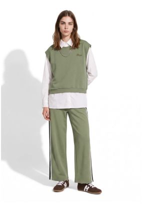 Side-Stripe Wide-Leg Trousers