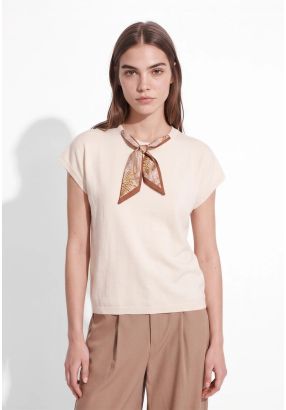 Knit Top with Detachable Tie-Neck 