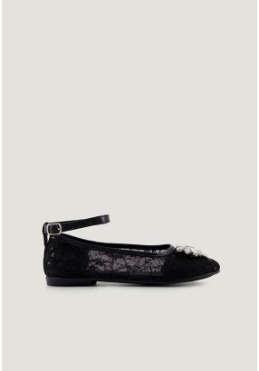 Crystal Embellished Mesh Ballerina