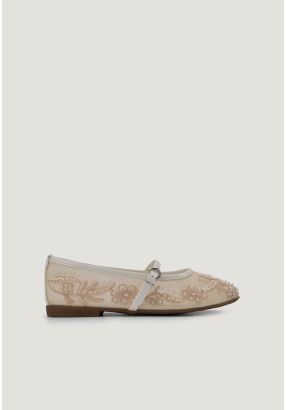 Floral Embroidered Beaded Ballerina