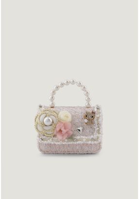 Embellished Tweed Pearl Crossbody