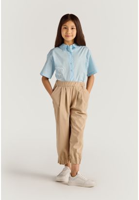 Solid Elastic Waist Pants